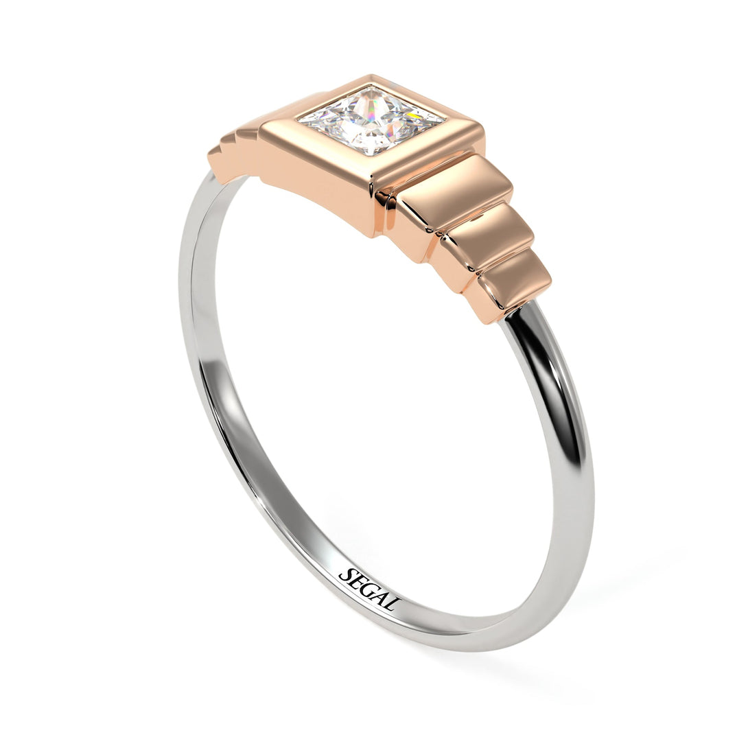 Two Tones Geometric Princess Cut Diamond Ring - Everleigh No. 18